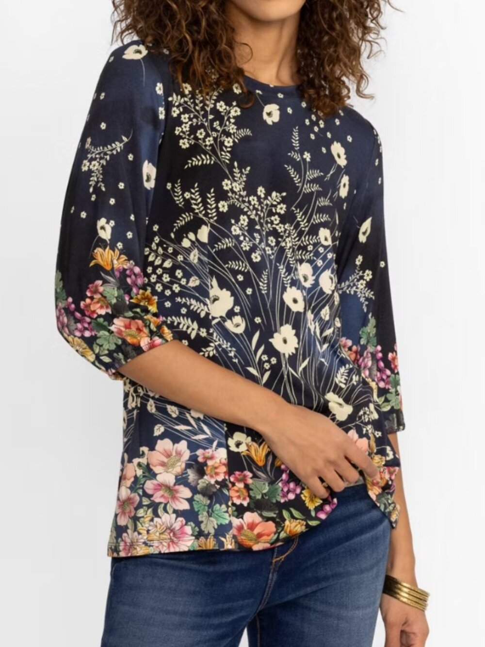 Johnny Was THE JANIE FAVORITE PUFF SLEEVE TOP L Art to wear boho floral